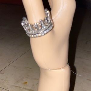 Royal Crown Cross Ring Cubic Zirconia Studs Stainless Steel Men’s Ring 12.5